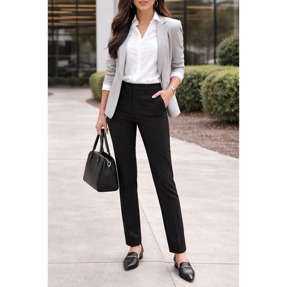 Oobe Black Dress Pants Slim Straight Career Work Size 4